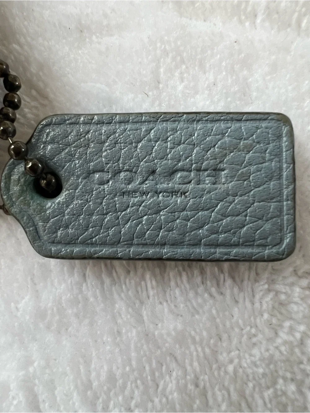 Coach Leather Women Wristlet in Slate Blue with Metallic Hardware Coin Purse